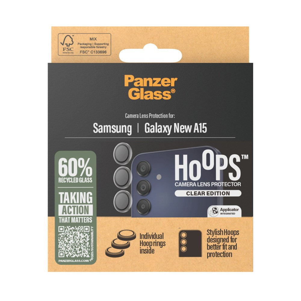 Samsung Galaxy A16 (4G/5G) PanzerGlass Hoops - Kamerabeskyttelse - Gennemsigtig / Sort