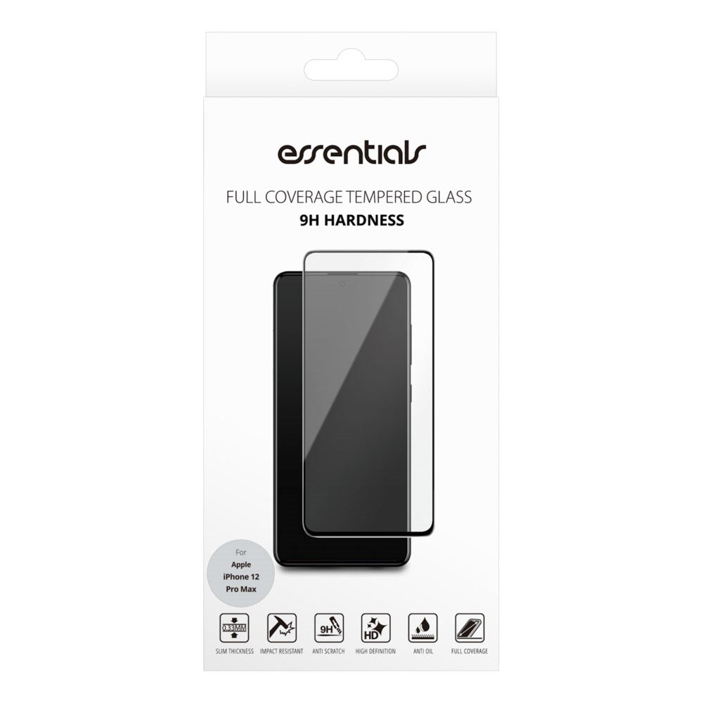 iPhone 12 Pro Max Essentials Hærdet Skærmbeskyttelsesglas - Gennemsigtig / Sort Kant