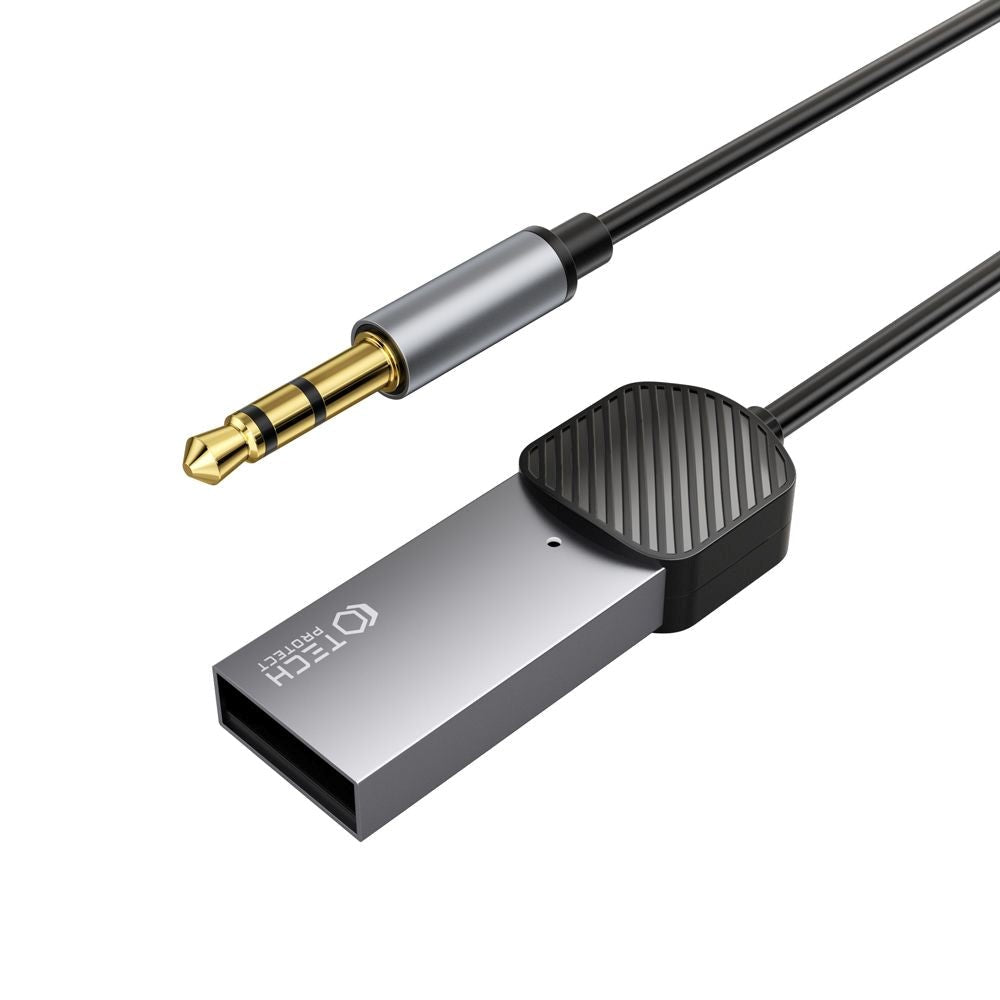 Tech-Protect Ultraboost USB-A til AUX Kabel m. Bluetooth - 1m - Grå
