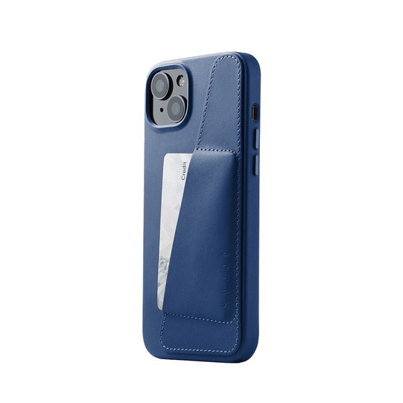 Mujjo iPhone 14 Plus Leather Wallet Case - Blå