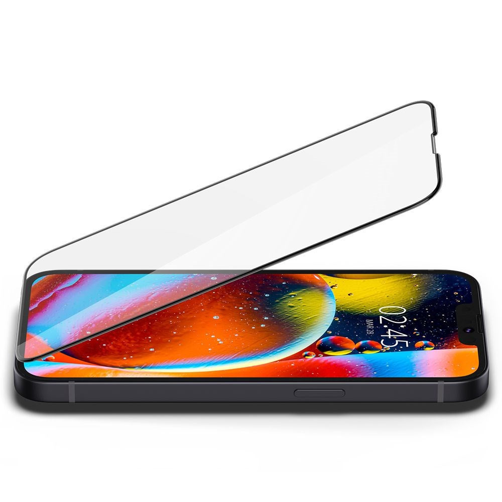 iPhone 17e / 16e / 14 / 13 / 13 Pro Spigen Glas.tr Hærdet Glas Skærmbeskyttelse - Sort Kant