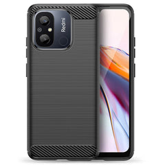 Xiaomi Redmi 12C Tech-Protect Fleksibelt Plastik Carbon Cover - Sort
