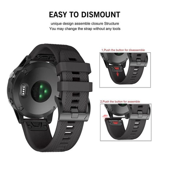 Universal Garmin 22mm QuickFit Rem Tech-Protect Smooth Silikone Rem - Sort