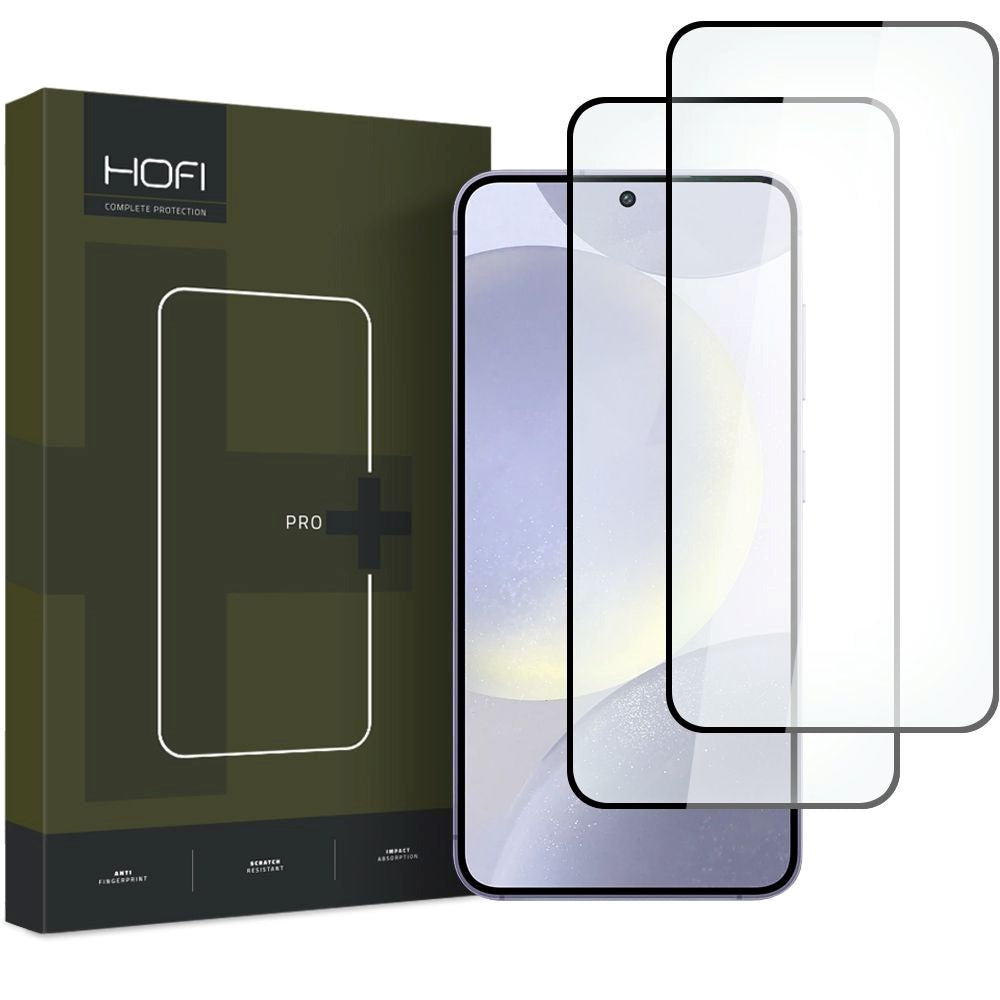 Samsung Galaxy S24 Hofi Glass Pro+ Hærdet Glas Skærmbeskyttelse - Case Friendly - 2-Pak - Sort Kant