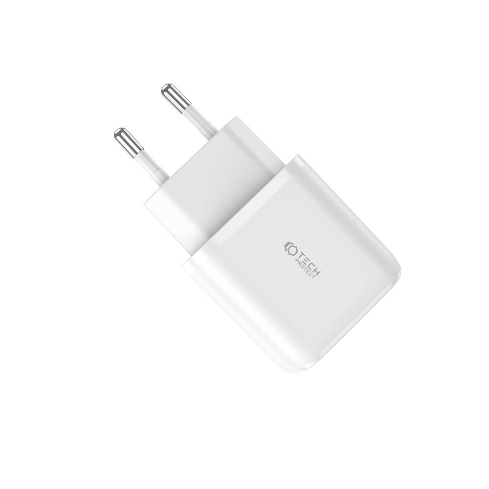 Tech-Protect PD 20W Vægoplader m. 1 x USB-C & 1 x USB-A - Hvid