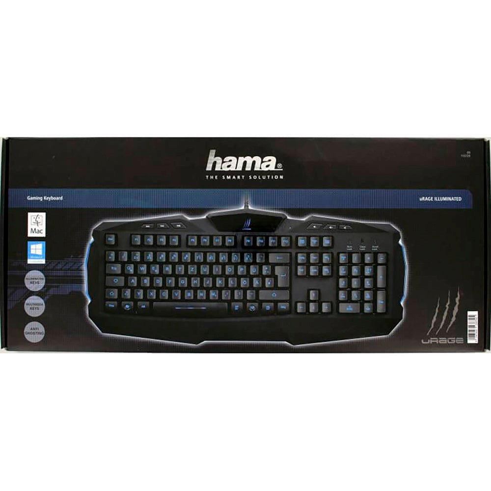 uRage Gaming Keyboard m. Lys - Nordisk Tastatur Layout - Sort
