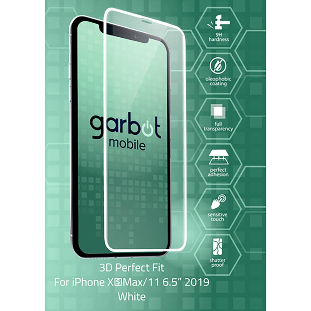 iPhone 11 Pro Max / Xs Max Garbot 3D Perfect Fit Skærmbeskyttelse - Case Friendly - Gennemsigtig / Hvid Kant
