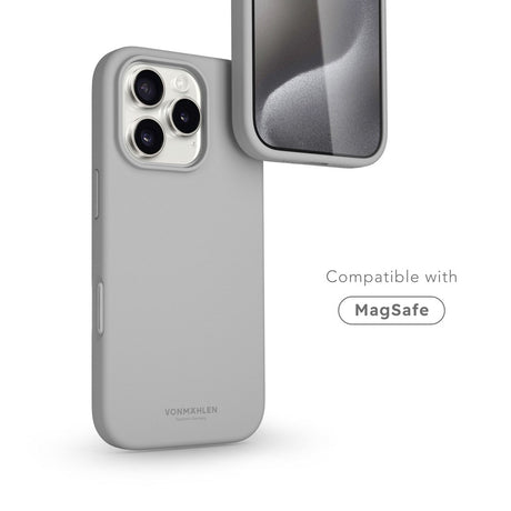 Vonmählen iPhone 16 Pro Max Eco Silikone Cover - MagSafe Kompatibel - Light Gray