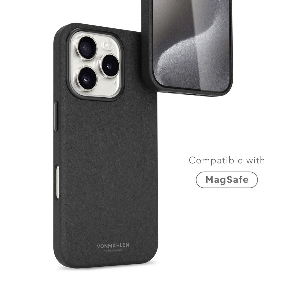 Vonmählen iPhone 16 Pro Like Leather Cover - MagSafe Kompatibel - Black