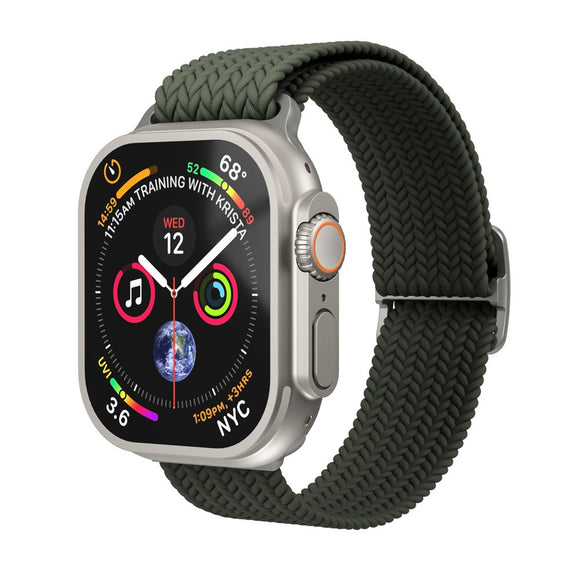 Apple Watch (42/44/45/SE/46/49mm) Vonmählen Woven Loop Nylon Rem - Olive