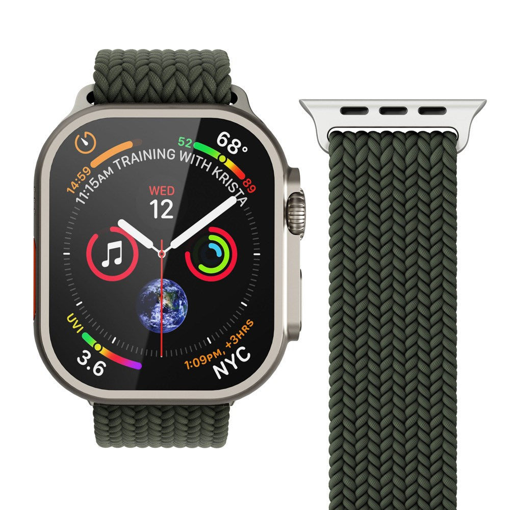 Apple Watch (42/44/45/SE/46/49mm) Vonmählen Woven Loop Nylon Rem - Olive
