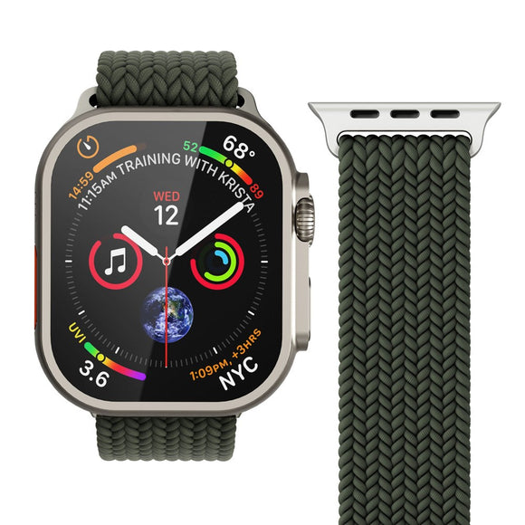 Apple Watch (42/44/45/SE/46/49mm) Vonmählen Woven Loop Nylon Rem - Olive