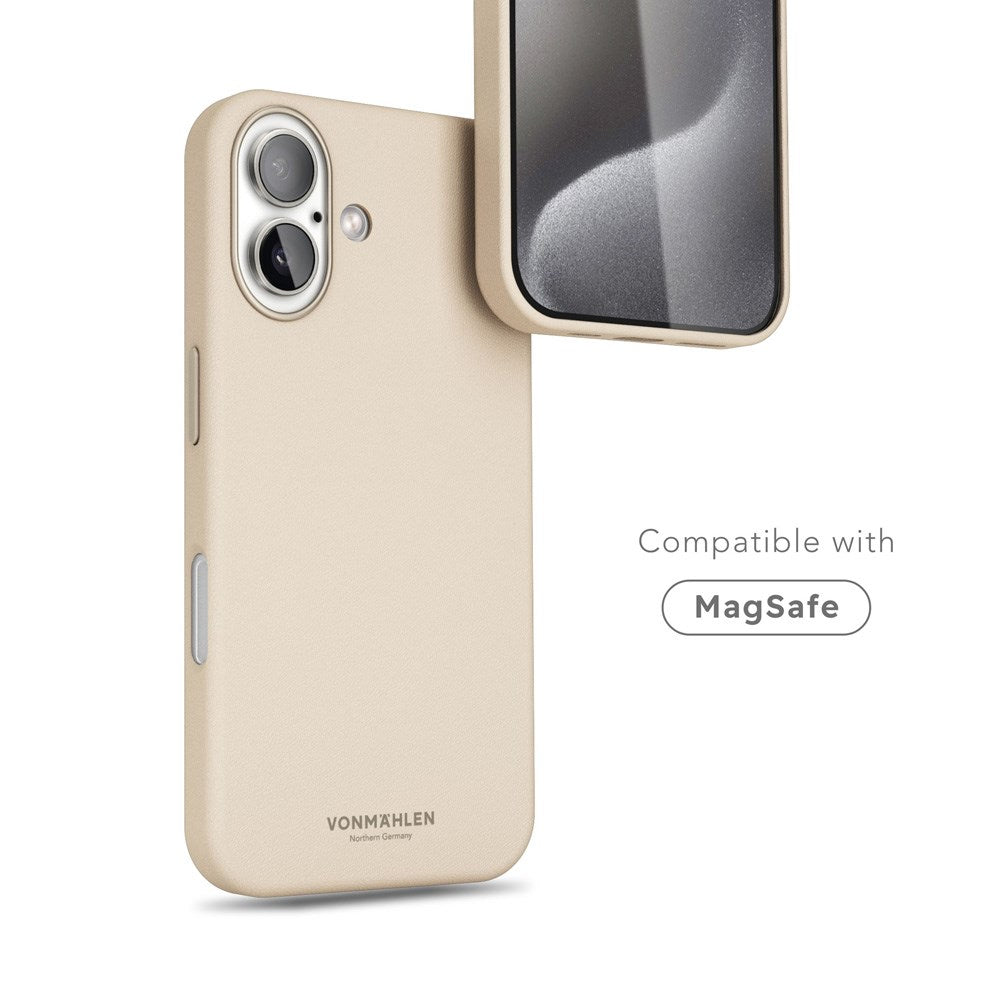 Vonmählen iPhone 16 Like Leather Cover - MagSafe Kompatibel - Cream