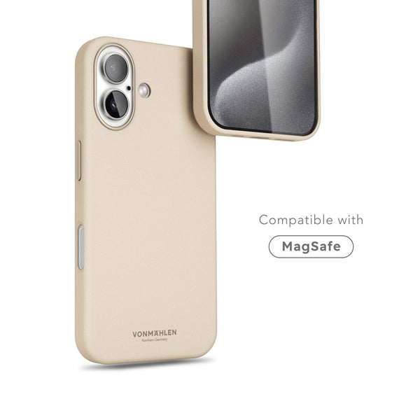 Vonmählen iPhone 16 Like Leather Cover - MagSafe Kompatibel - Cream