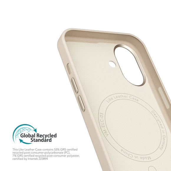 Vonmählen iPhone 16 Like Leather Cover - MagSafe Kompatibel - Cream