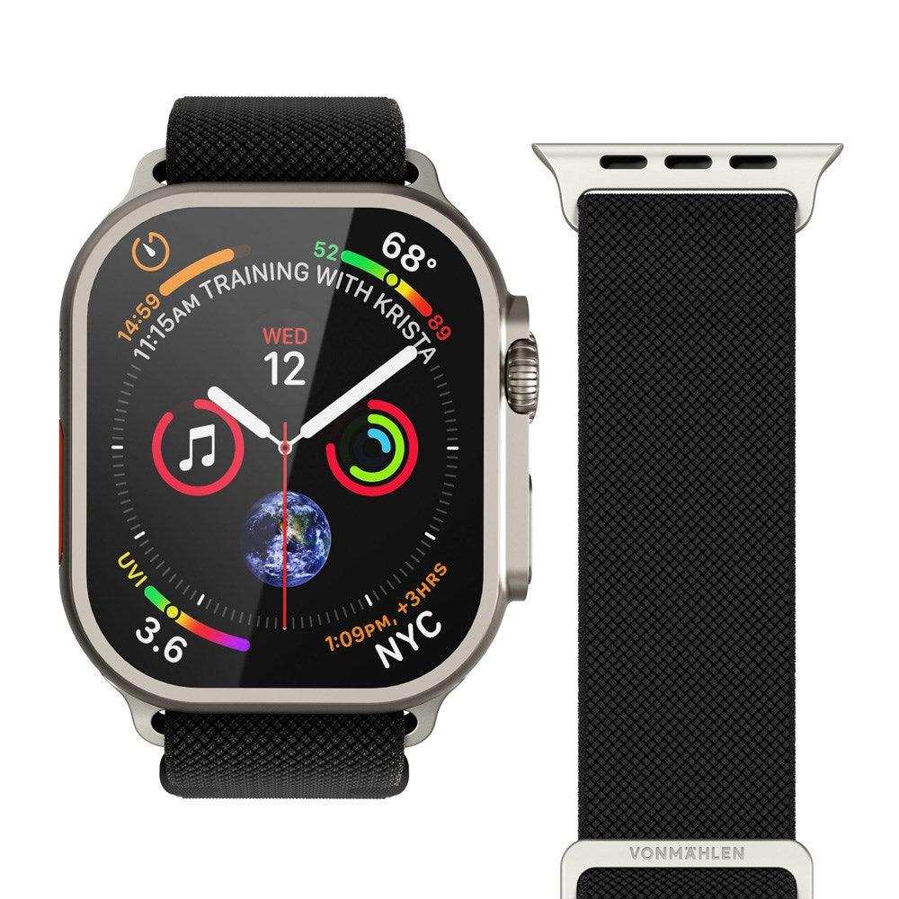 Apple Watch (38/40/SE/41/42mm) Vonmählen Classic Nylon Loop Rem - Black
