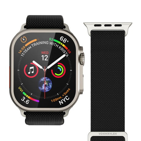 Apple Watch (38/40/SE/41/42mm) Vonmählen Classic Nylon Loop Rem - Black