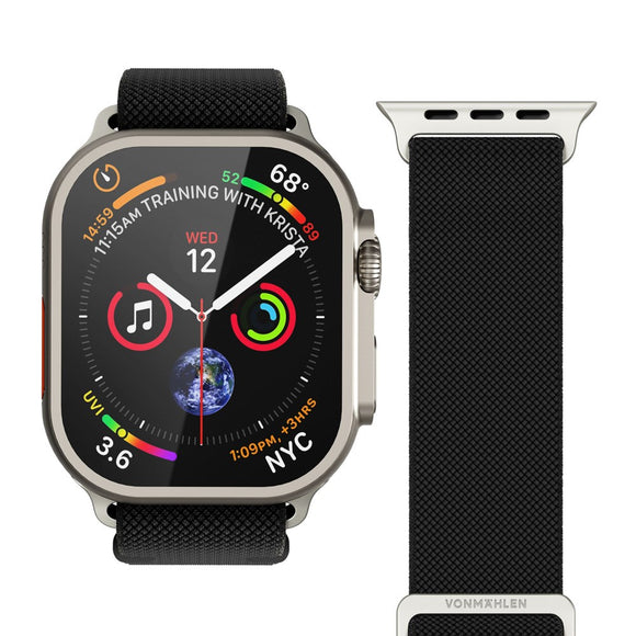 Apple Watch (38/40/SE/41/42mm) Vonmählen Classic Nylon Loop Rem - Black