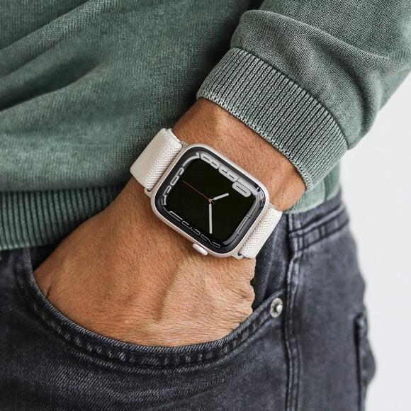 Apple Watch (42/44/SE/45/46/49mm) Vonmählen Classic Nylon Loop Rem - Cream