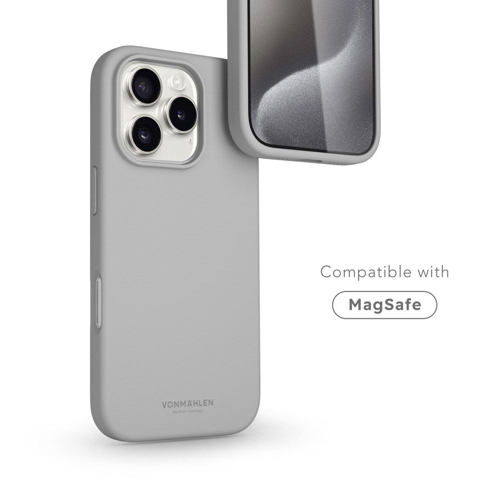 Vonmählen iPhone 16 Pro Eco Silikone Cover - MagSafe Kompatibel - Light Grey