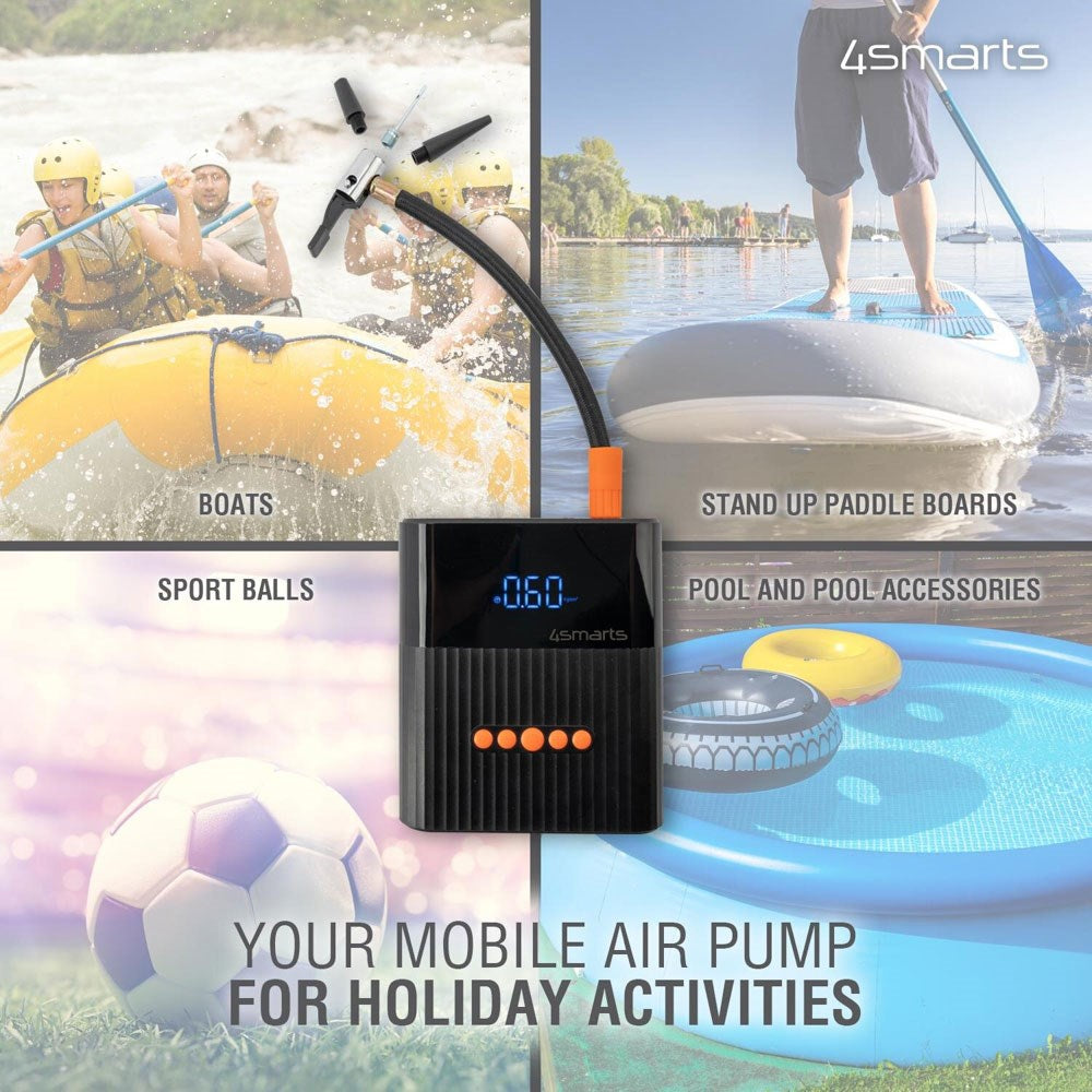 4smarts PitStop+ 8800mAh Powerbank m. Kompressor & Lygte - Sort