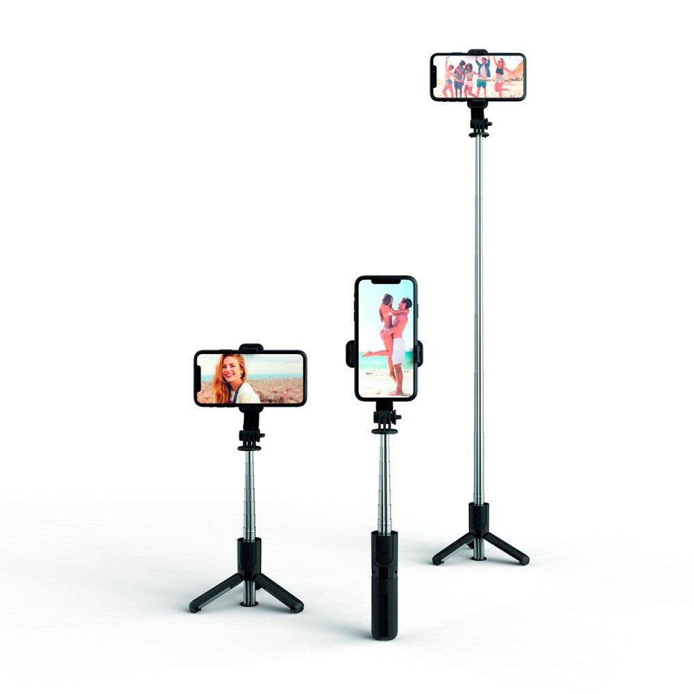 4smarts - Roterbar Selfiestang m. Bluetooth Fjernbetjening - Sort