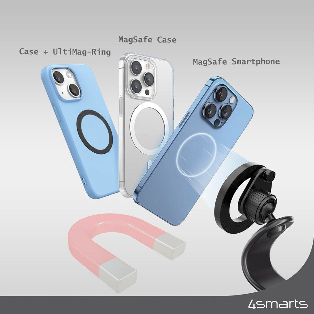 4smarts Magnetic Flex - Magnetisk Mobilholder til Bil - Sort