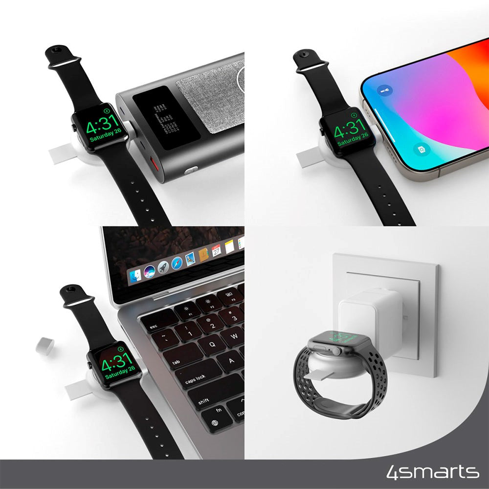 4smarts Qi2 Magnetisk Trådløs Oplader 15W m. Apple Watch Stick  - MagSafe Kompatibel - Hvid