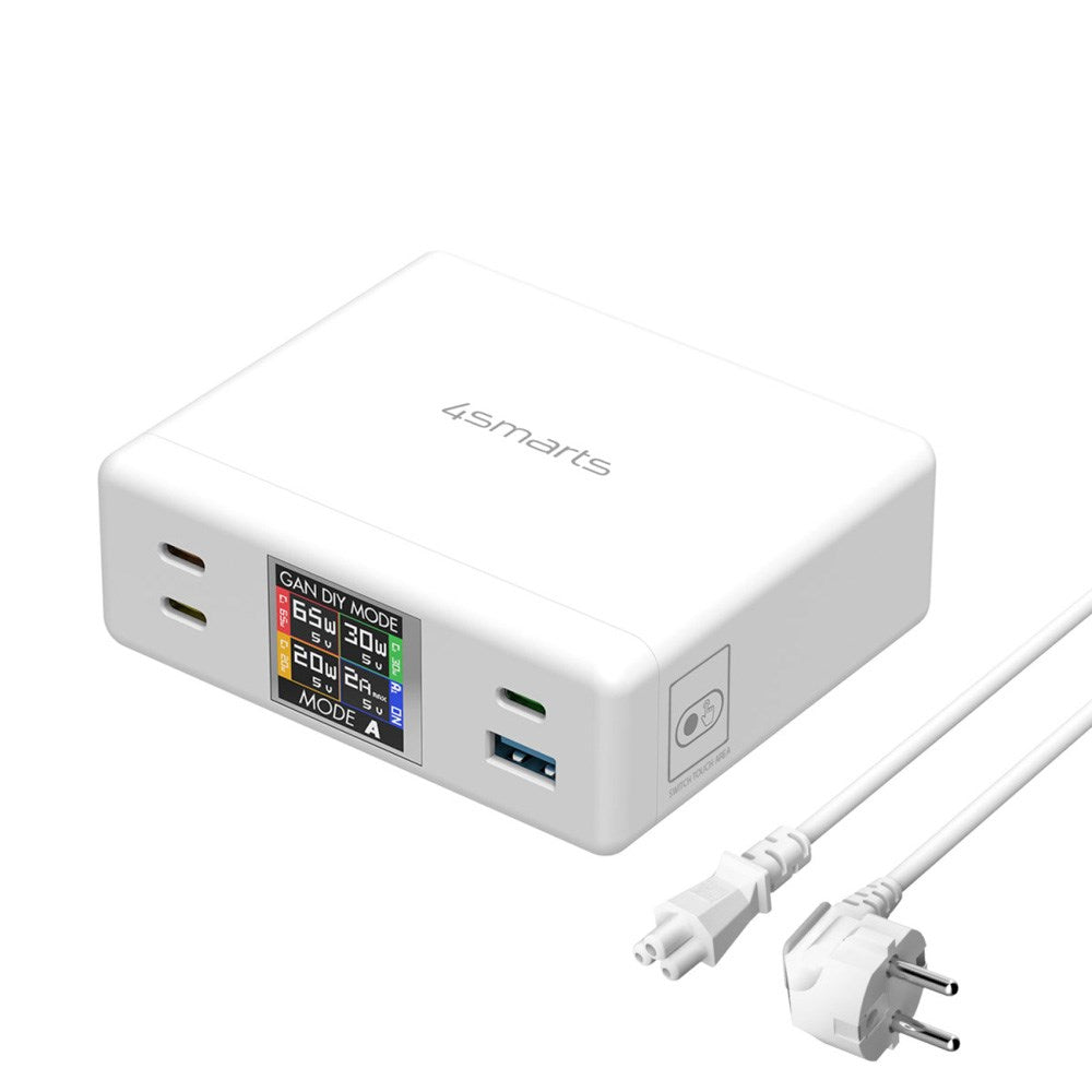 4smarts GaN DIY Mode Bordoplader - 130W / 3x USB-C & 1x USB-A - Hvid