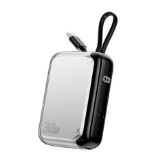 4smarts 10.000mAh Pocket Powerbank m. Integreret USB-C Kabel 30W - Sølv