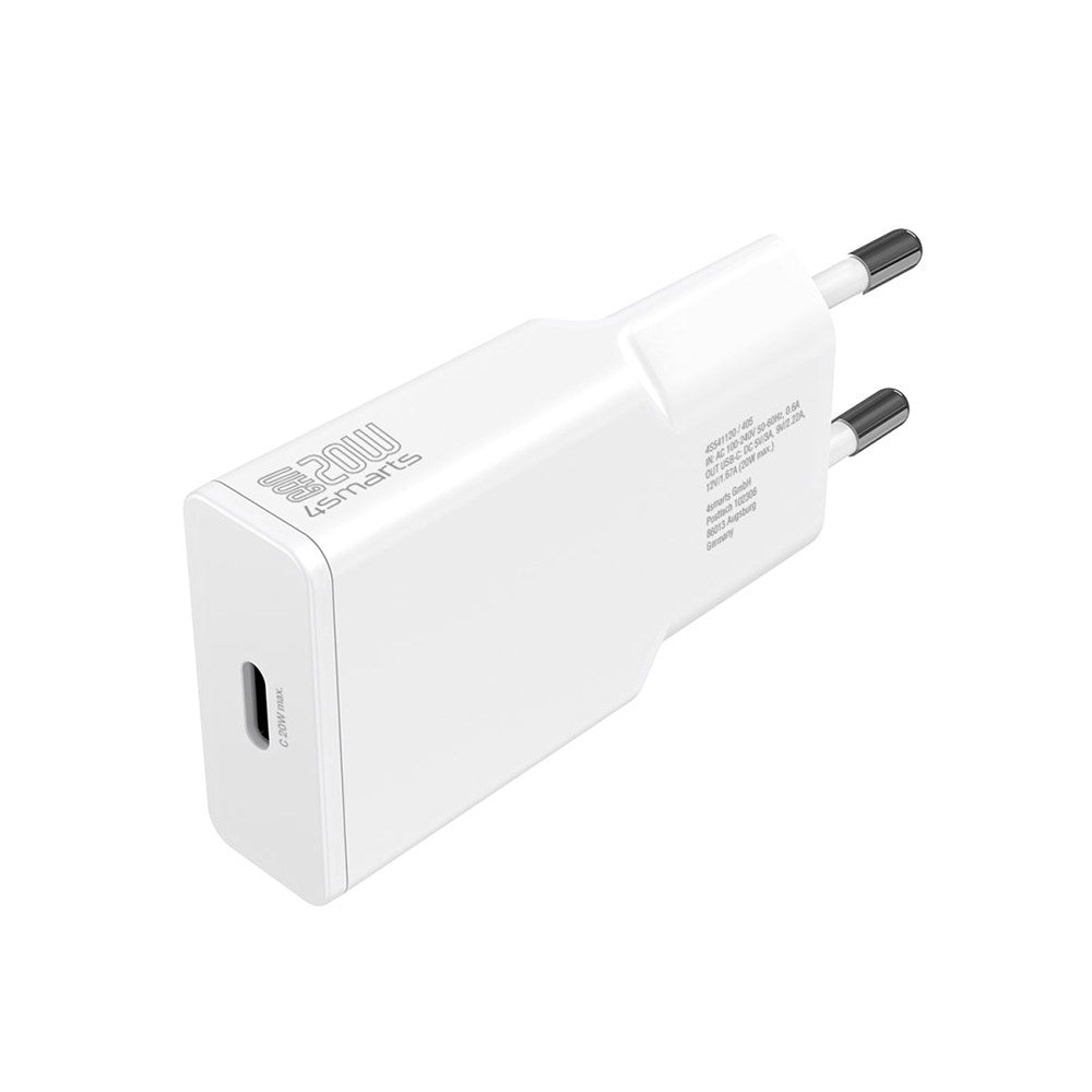 4Smarts PD Slim 20W Vægoplader GaN m. USB-C - Hvid