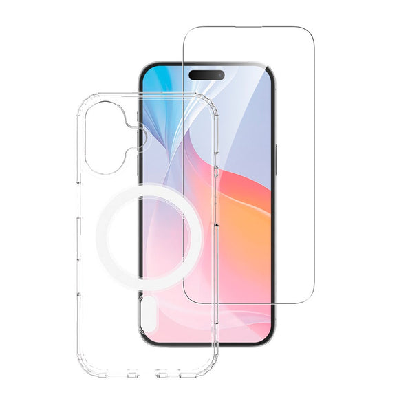 iPhone 16 4smarts Premium Starter Set - MagSafe Cover, Beskyttelse til Skærm og Kameralinse & 30W Vægoplader - Gennemsigtig / Hvid