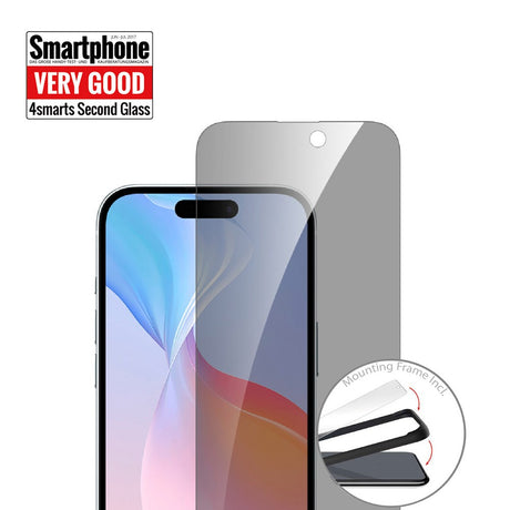iPhone 16 4smarts Second Glass Privacy Skærmbeskyttelse m. Monteringsramme - Case Friendly - Gennemsigtig