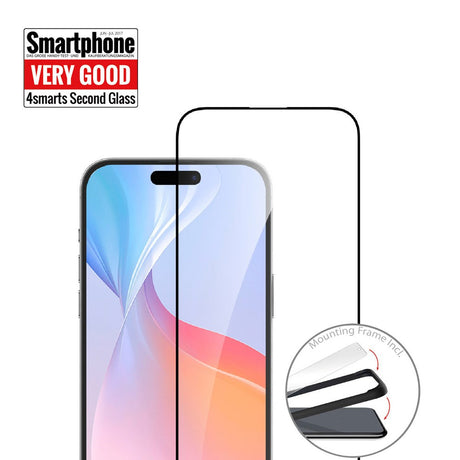 iPhone 16 4smarts Second Glass Skærmbeskyttelse m. Monteringsramme - Case Friendly - Gennemsigtig