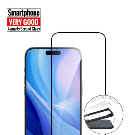 iPhone 16 Pro 4smarts Second Glass Skærmbeskyttelse m. Monteringsramme - Case Friendly - Gennemsigtig