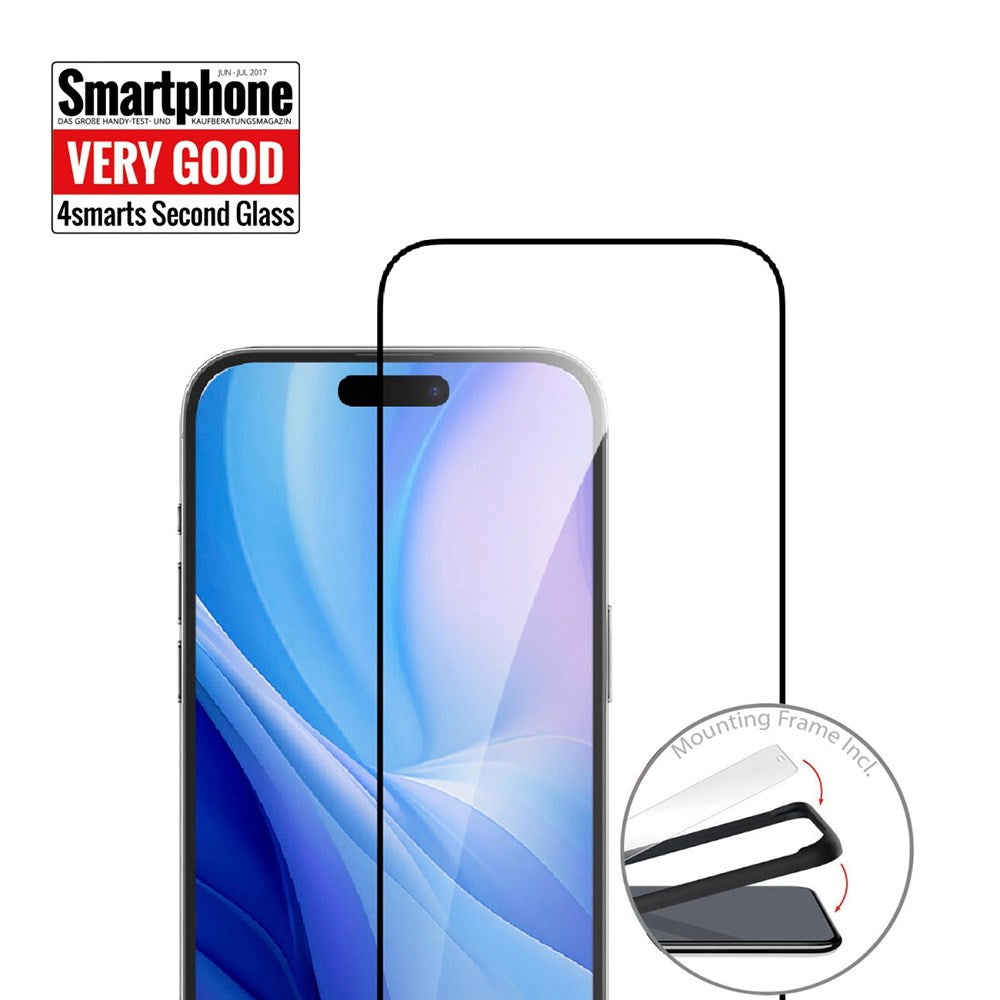 iPhone 16 Pro Max 4smarts Second Glass Skærmbeskyttelse m. Monteringsramme - Case Friendly - Gennemsigtig