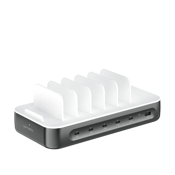 4smarts Ladestation m. 9 Opladningsmuligheder - 5x USB-C Kabel & 1x 4-i-2 Multikabel - 100W - Grå