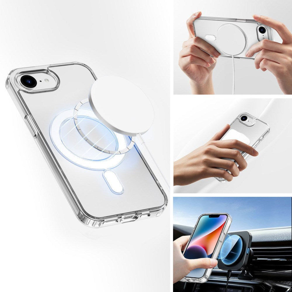iPhone 17e / 16e 4smarts 3-i-1 Premium Starter Set - MagSafe Cover, Skærmbeskyttelse & 20W Vægoplader - Gennemsigtig / Hvid