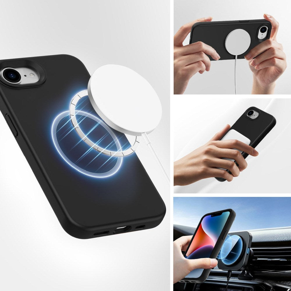 iPhone 17e / 16e 4smarts Silikone Cover - MagSafe Kompatibel - Sort