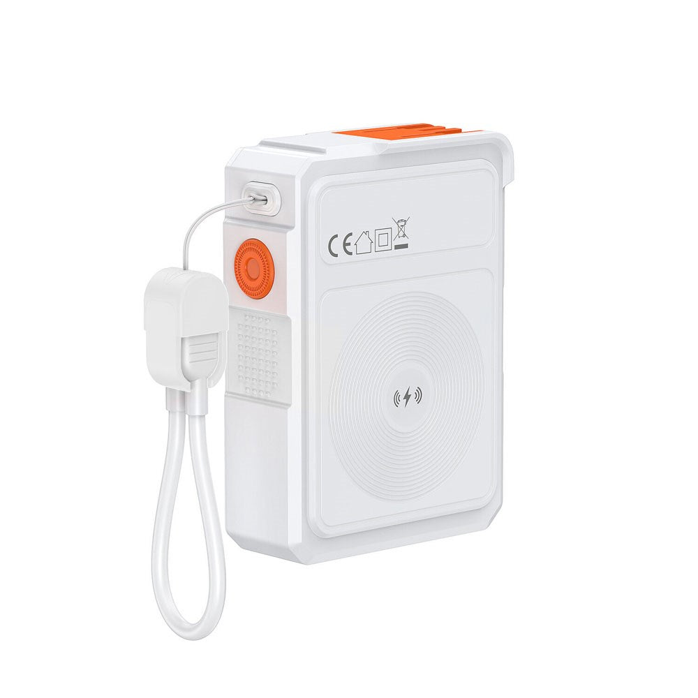 4smarts 6-i-1 10.000mAh Hybrid Powerbank / Trådløs Oplader / Rejseadapter - Hvid / Orange