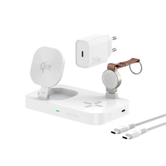 4smarts 3-i-1 Qi2 Trådløs Opladningsstation - MagSafe Kompatibel - Hvid