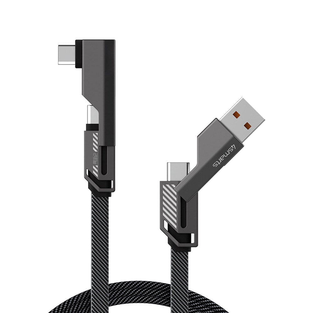 4smarts ComboCord 2-i-1 Retvinklet Kabel 240W - 1.5m - Grå