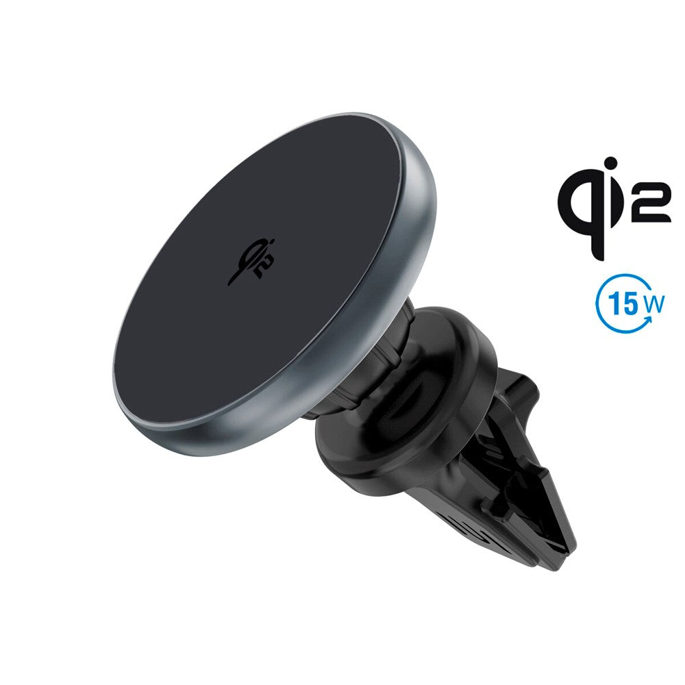 4smarts Qi2 Trådløs Oplader til Bil - MagSafe Kompatibel - Grå
