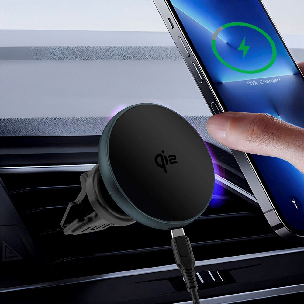 4smarts Qi2 Trådløs Oplader til Bil - MagSafe Kompatibel - Grå