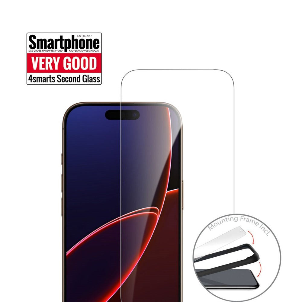 iPhone 17 Pro Max 4Smarts Second Glass Skærmbeskyttelse m. Monteringsramme - Case Friendly - Gennemsigtig