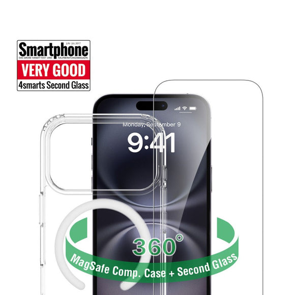 iPhone 17 Pro 4Smarts 360° Protection Set m. Cover & Skærmbeskyttelsesglas - MagSafe Kompatibel - Gennemsigtig