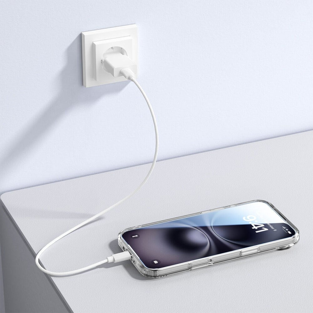 iPhone Air 4Smarts 3-i-1 Premium Starter Set - MagSafe Cover, Skærmbeskyttelse & 20W Vægoplader - Gennemsigtig / Hvid