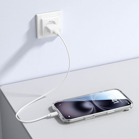 iPhone Air 4Smarts 3-i-1 Premium Starter Set - MagSafe Cover, Skærmbeskyttelse & 20W Vægoplader - Gennemsigtig / Hvid