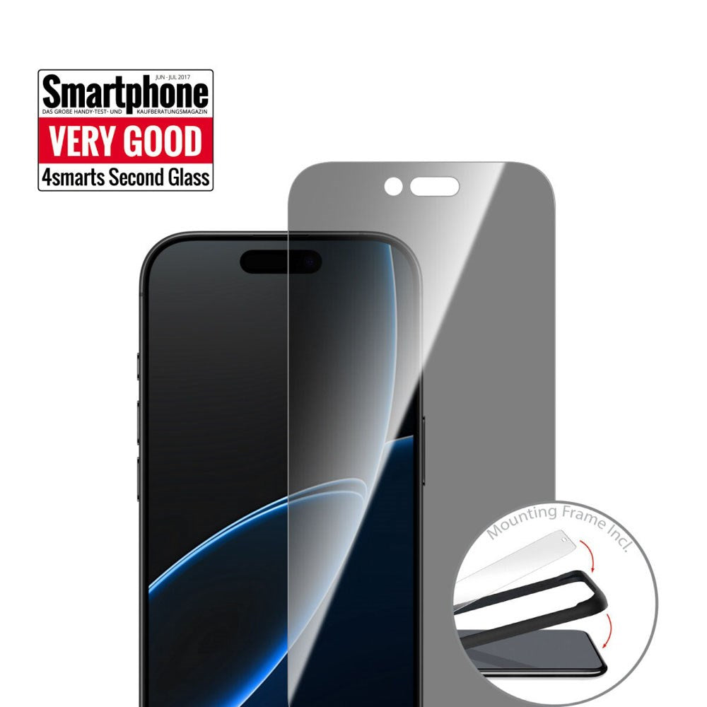 iPhone Air 4Smarts Second Glass Skærmbeskyttelse m. Monteringsramme - Privacy Funktion - Gennemsigtig