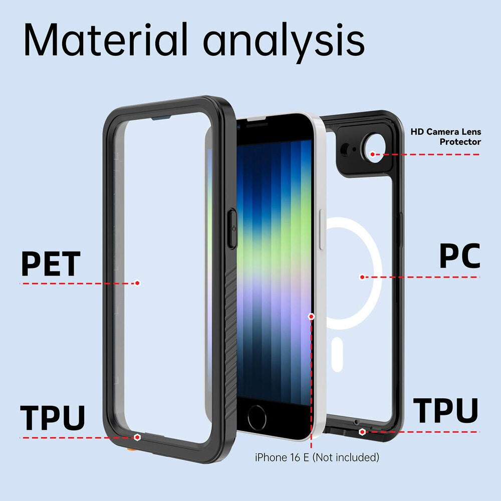 iPhone 17e / 16e 4Smarts Vandtæt 360 Cover - MagSafe Kompatibel - Gennemsigtig / Sort